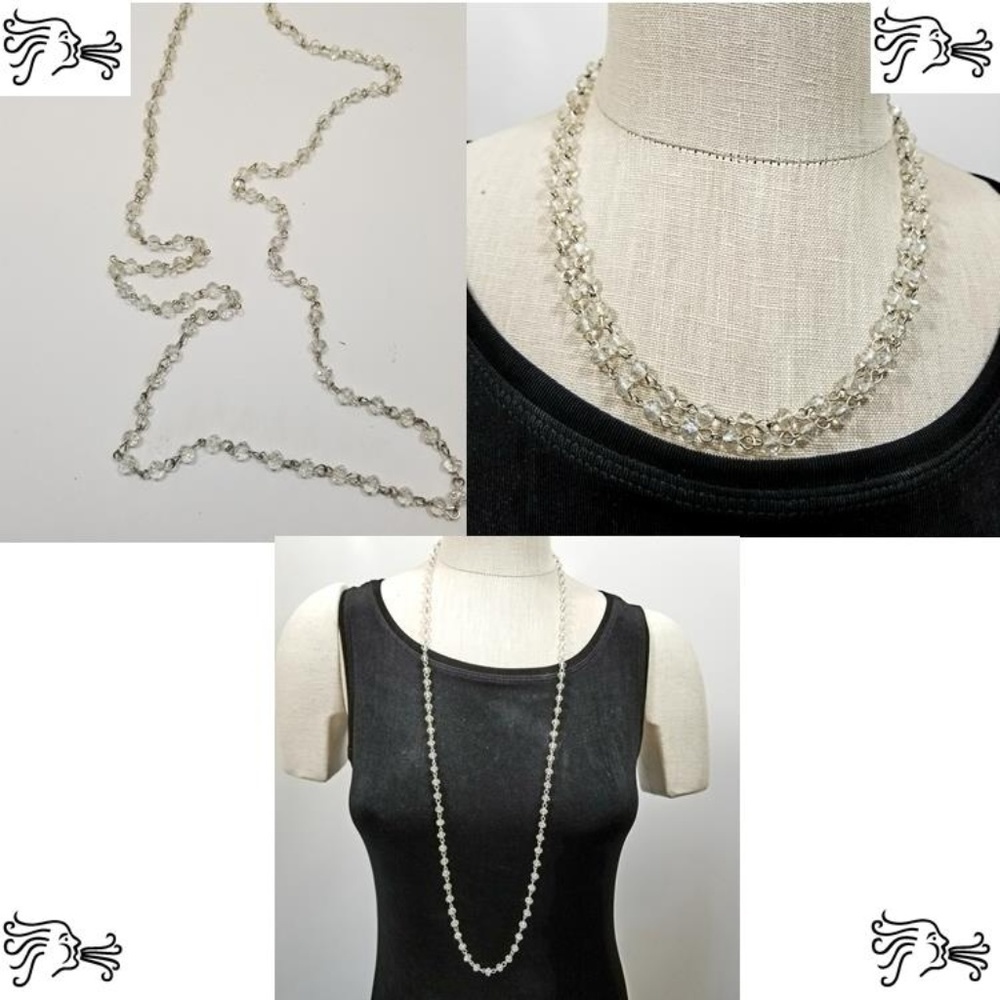 36" 5mm Faceted Clear Crystal Rondelle Necklace